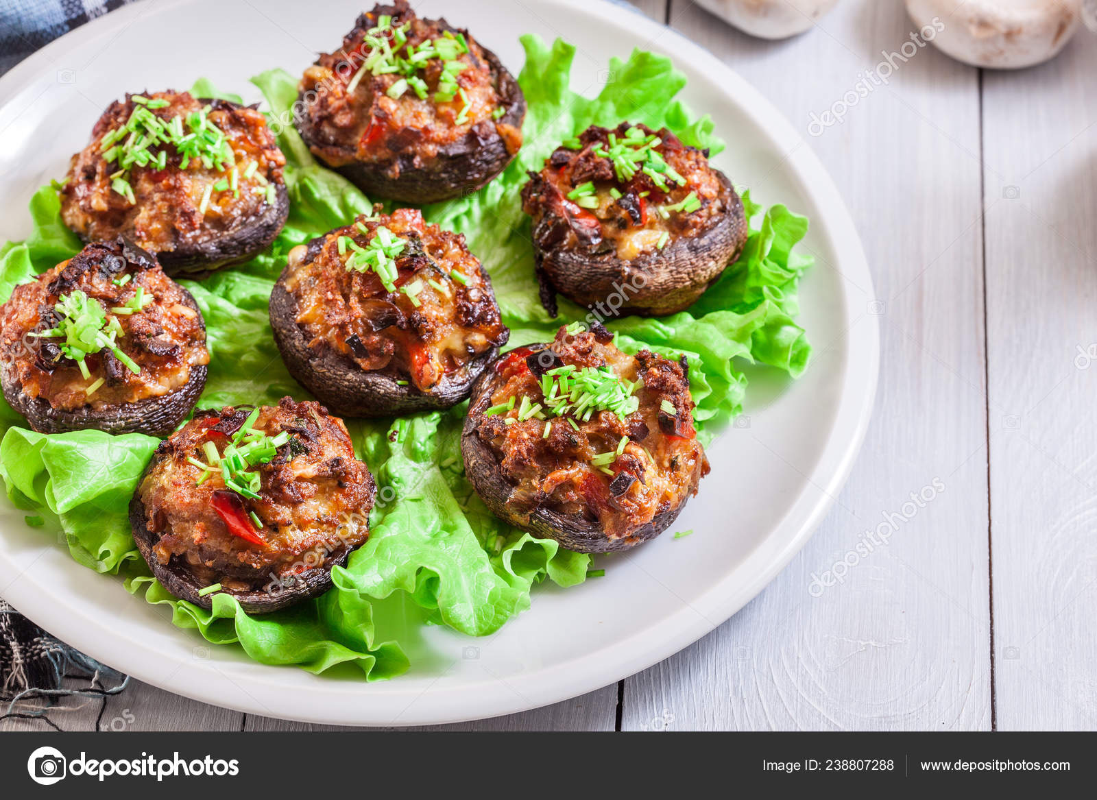 Baked Champignon Caps Stuffed Minced Meat Mushroom Paprika Onion ... Baked Champignon Caps Stuffed Minced Meat Mushroom Paprika Onion ...