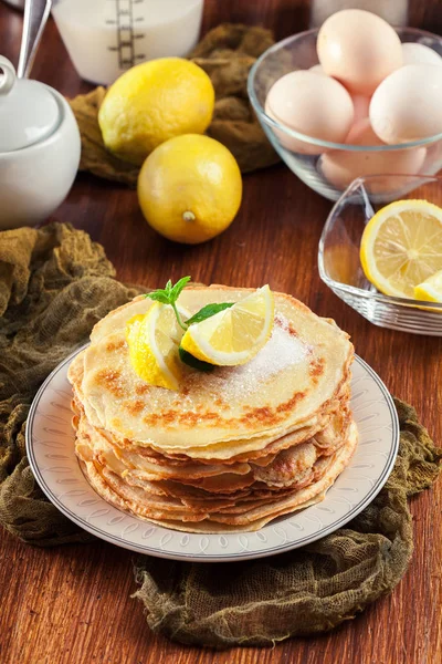 British Pancakes Lemon Sugar Traditional Shrove Tuesday — Stock Photo, Image