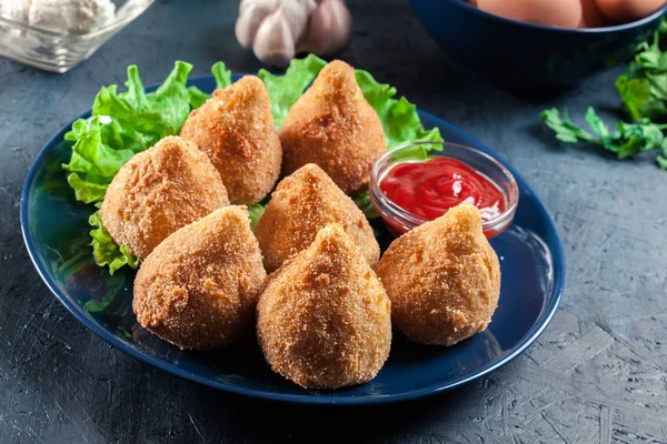 Coxinha. Fried croquette with chicken — Stock Photo, Image