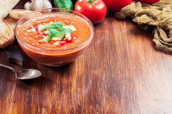 Spicy homemade gazpacho soup — Stock Photo, Image
