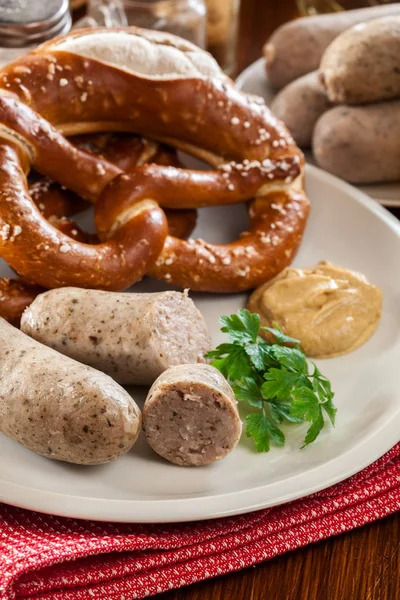Bavarian breakfast with white sausage — Stock Photo, Image