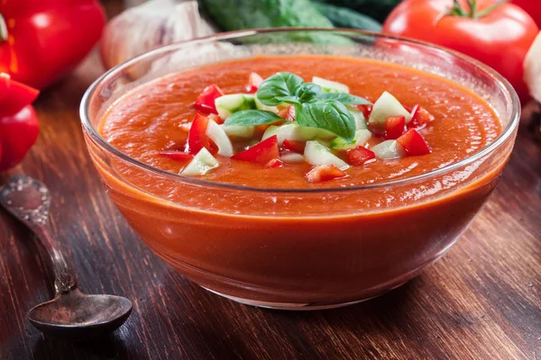 Sopa de gazpacho casera picante — Foto de Stock