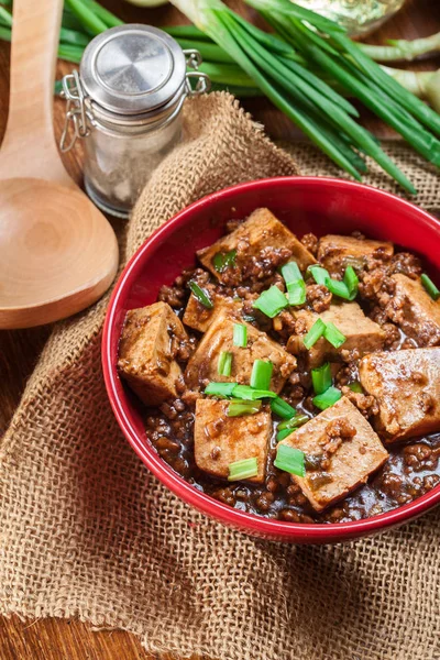 Mapo Tofu - sichuan pikantne danie — Zdjęcie stockowe