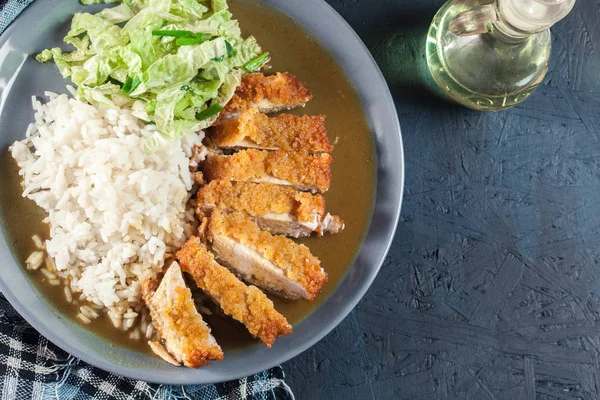 Japanese katsu curry. Deep fried breast chicken cutlet — Stock Photo, Image