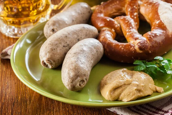 Desayuno bavariano con salchicha blanca — Foto de Stock