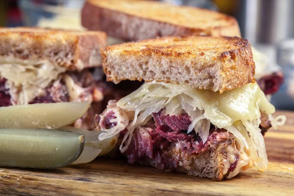 Reuben Sandwich with corned beef, cheese and sauerkraut