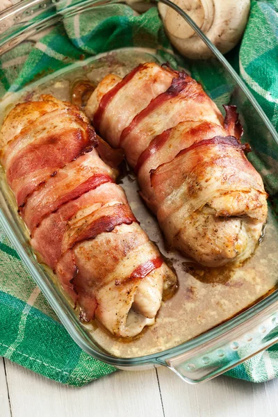 Baked chicken breast stuffed with champignon — Stock Photo, Image