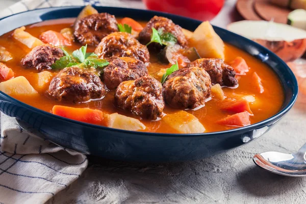 Albondigas - tomato soup with meatballs — Stock Image Albondigas - tomato soup with meatballs Stock Image