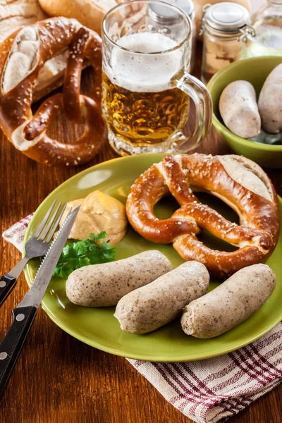 Desayuno bavariano con salchicha blanca —  Fotos de Stock