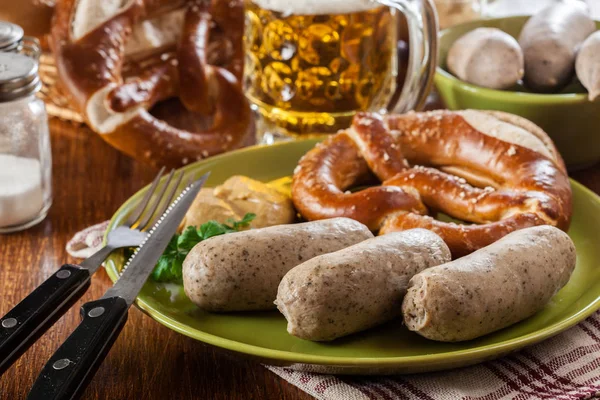 Desayuno bavariano con salchicha blanca —  Fotos de Stock