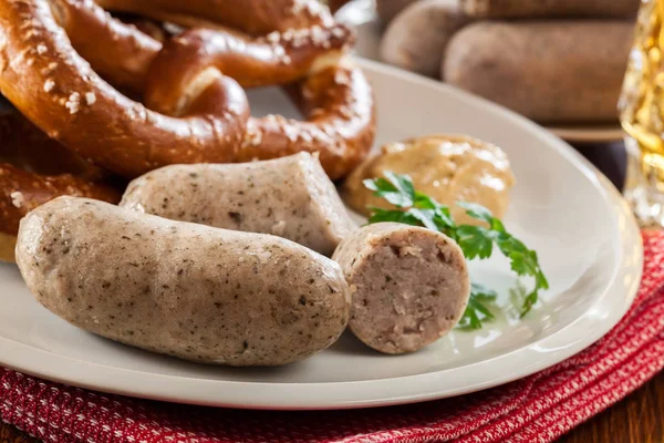 Баварський сніданок з білою ковбасою — стокове фото