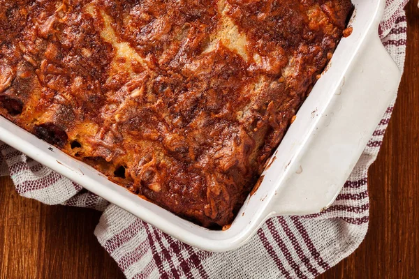 Italienische Cannelloni Pasta Kasserolle Gebacken Italienische Küche Ansicht Von Oben — Stockfoto