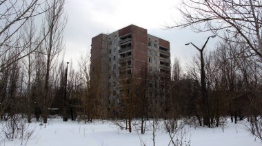 Pripyat hayalet kasabası terkedilmiş binalar.