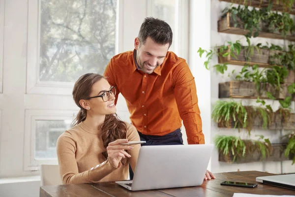 Aufnahme Einer Schönen Jungen Geschäftsfrau Und Eines Finanzassistenten Die Gemeinsam — Stockfoto