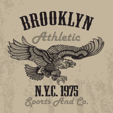 Eski stil kartal spor tee gömlek tasarımı. Vektör çizim vintage