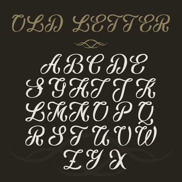 Tipo de letra vintage vector dibujado a mano. Estilo antiguo fuente sobre fondo oscuro Gráficos Vectoriales