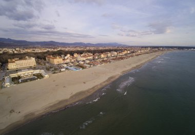 Viareggio, kış havadan görünümü. Versilia Toskana. 