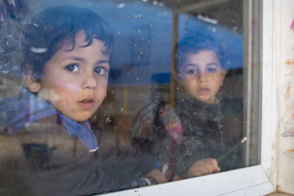 Rafah Gaza Strip Palestine 2015 Schüler Der Rafah Grundschule Begrüßen — Stockfoto