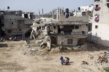 Shujayea, Gazze Şeridi/Filistin-Şubat 25 2015: Shujayea Gazze Şeridi 'nde bir yerleşim alanı oldu ve Israil 'in 