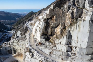 mermer ocaklarında Carrara, Toskana, Italya
