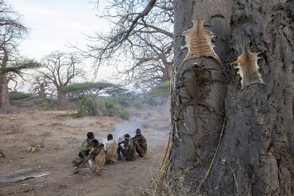 Eyasi Gölü Arusha Tanzanya Ekim 2014 Bir Dakika Içinde Kabile — Stok fotoğraf