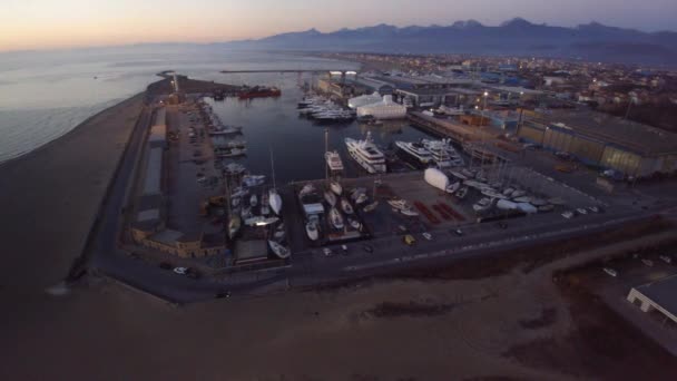 Viareggio Porto Darsena Tramonto — Video Stock