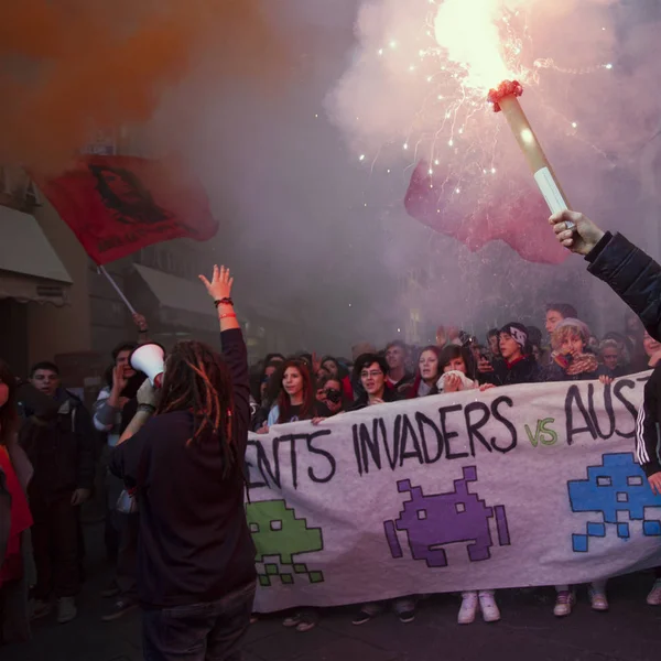 Lucca Itália Manifestação Protesto Estudantil Fotografia De Stock