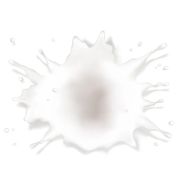 Éclaboussure de lait avec gouttes et ombre — Image vectorielle