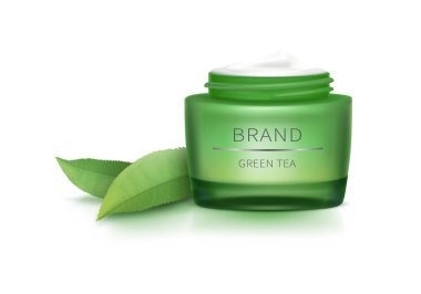 Yeşil cam kavanoz açık kapak ile