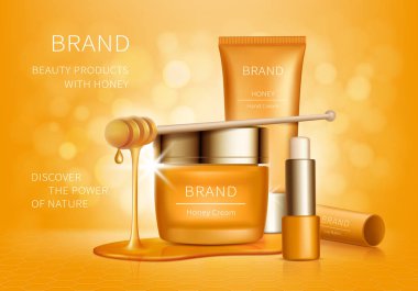 Kozmetik vektör arka plan ile bal damlar