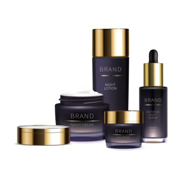 Yüz bakımı için gece kozmetik serisi