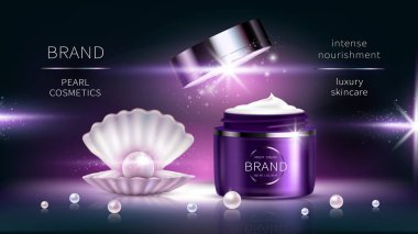 İnci kozmetik, vektör gerçekçi reklam afişi