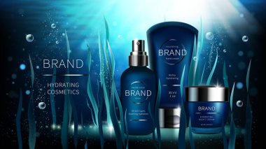 Doğal yosun vektörü kozmetik gerçekçi reklam posteri