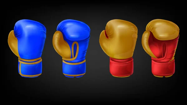 Dos pares de guantes de boxeo de cuero — Vector de stock