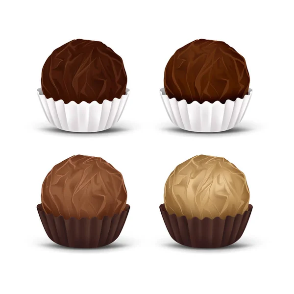 Bonbons au chocolat ronds en papier ondulé — Image vectorielle