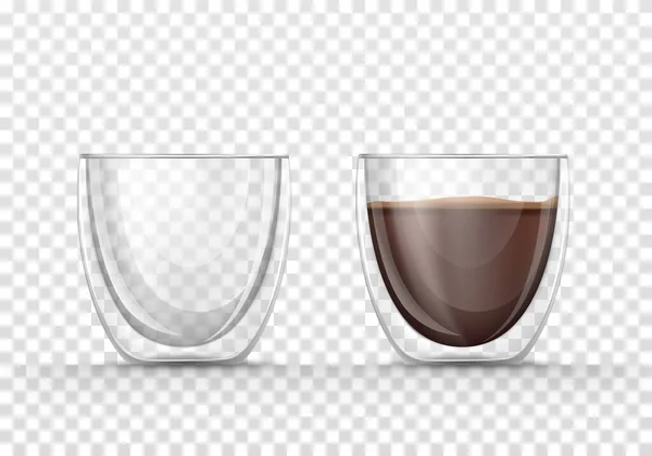 Tasse en verre vide et pleine de café — Image vectorielle