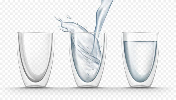Pusta i pełna szklanka wody — Wektor stockowy