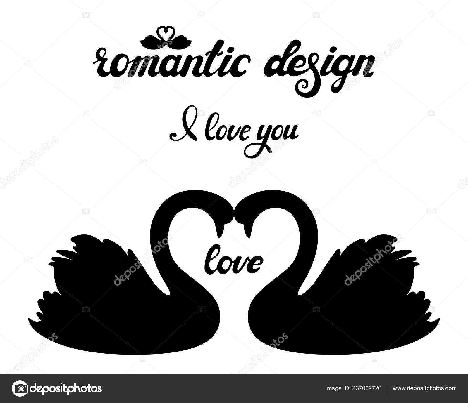 Ensemble Vecteurs Cygnes Silhouettes Isolés Sur Fond Blanc