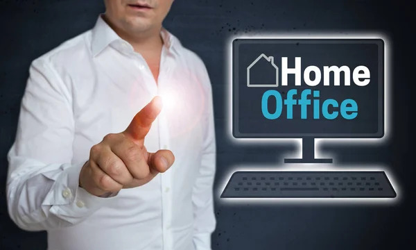 Home Office Touch Screen Operated Man Concept — Stock Photo, Image