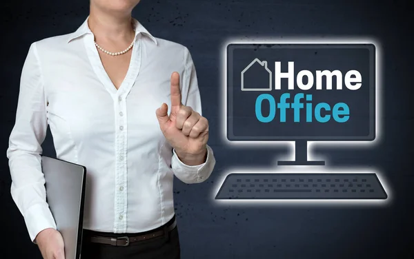 Home Office Touchscreen Mostrato Donna Affari — Foto Stock