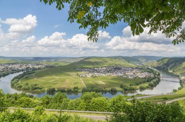 Trittenheim Panorama Almanya Moselle döngü.