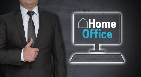 Home Office Concetto Uomo Affari Con Pollici — Foto Stock