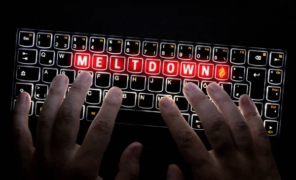 Meltdown Virus Keyboard Operated Hacker — Stock Photo, Image