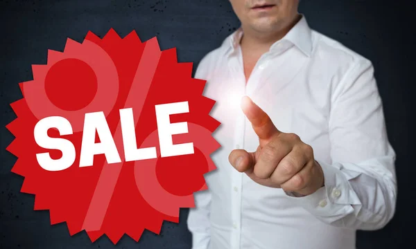 Sale Touchscreen Operated Man Concept — Stock Photo, Image