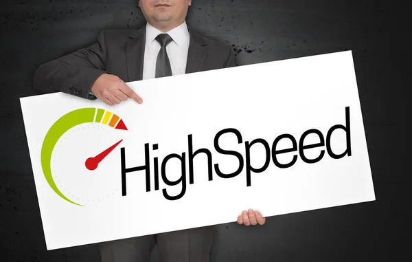 Highspeed Poster Held Businessman — Stock Photo, Image