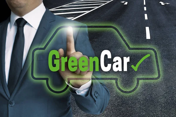 Greencar Kavramı Işadamı Tarafından Gösterilir — Stok fotoğraf