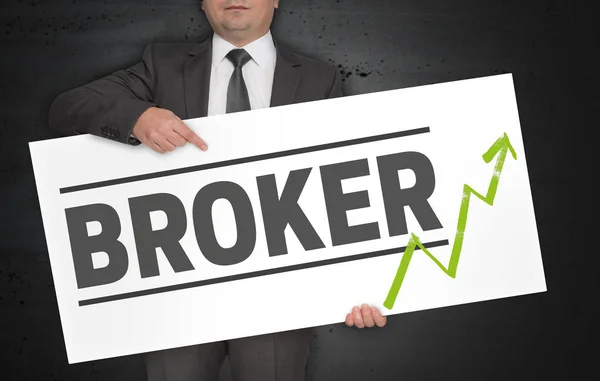 Broker Poster Held Businessman — Stock Photo, Image