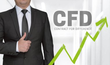 CFD concept and businessman with thumbs up. clipart