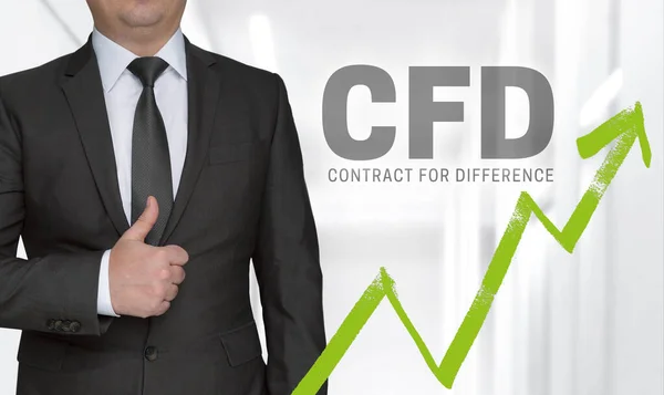 CFD concept and businessman with thumbs up. — Stock Photo, Image