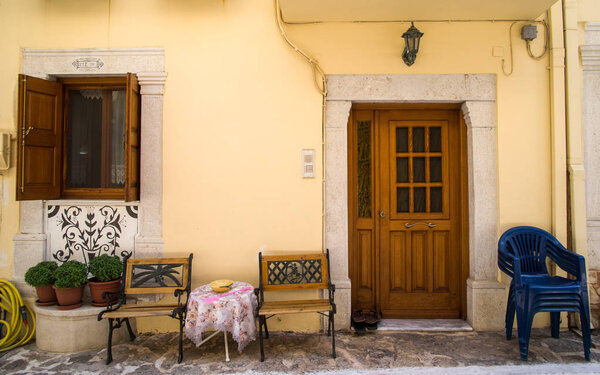 Traditional house front in Chios island, Greece